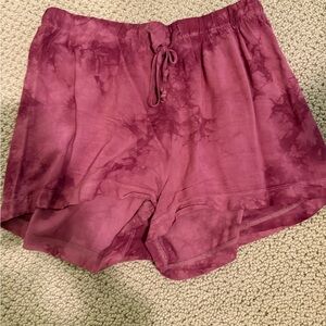 Others Follow Women's Tie-Dye Athletic Shorts in Maroon